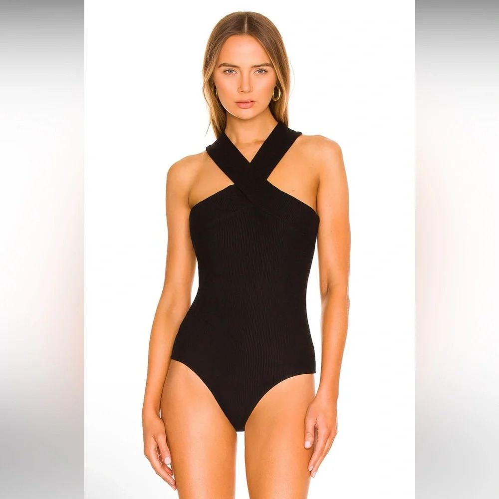 NWT BB Dakota Steve Madden Top Floor Crisscross Bodysuit in Black Size Large